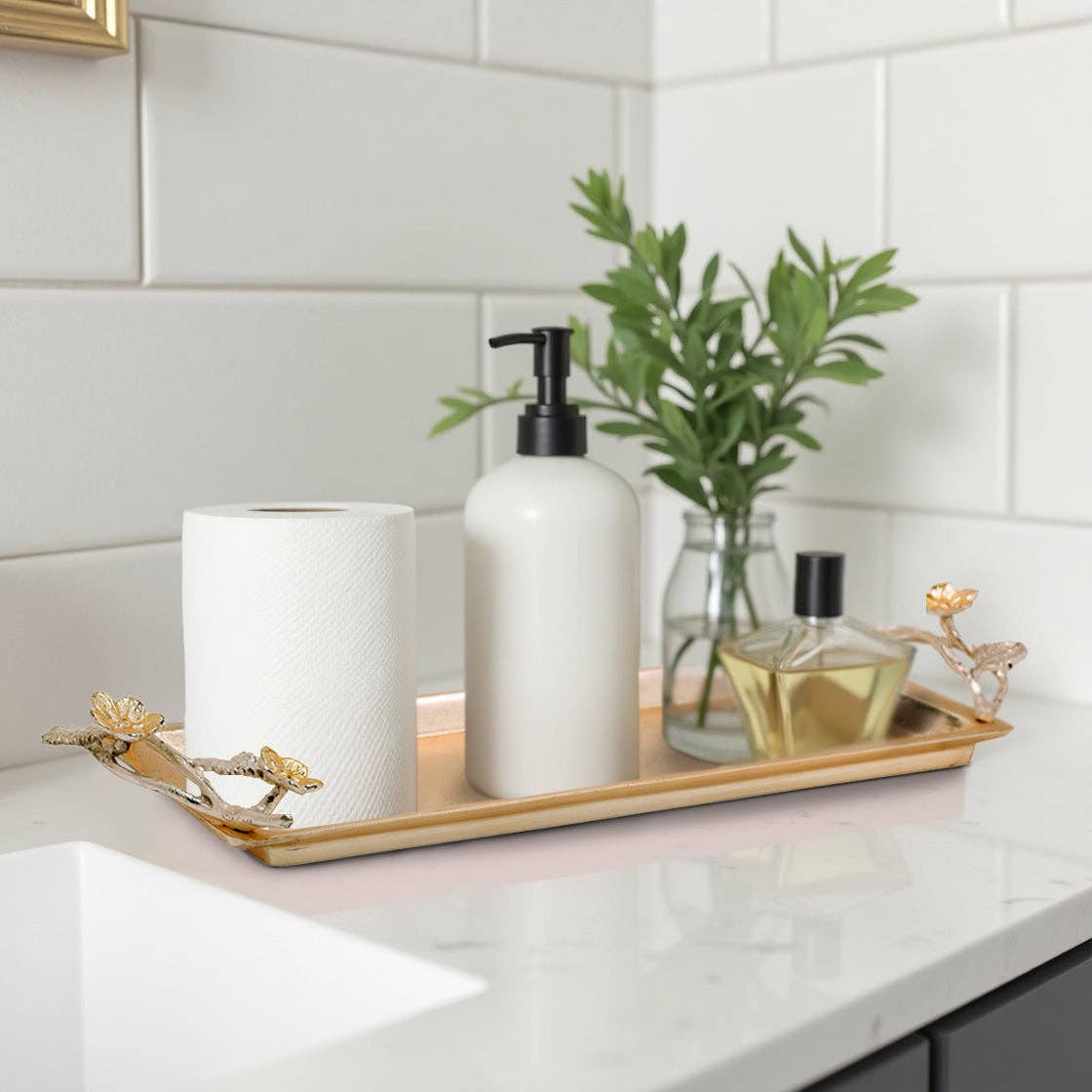 Decozen - Wholesale Decoratief dienblad - Wilde Bloem – Artistiek Decoratief Huisaccessoire Handgemaakte Badkamer Vanity Tray3