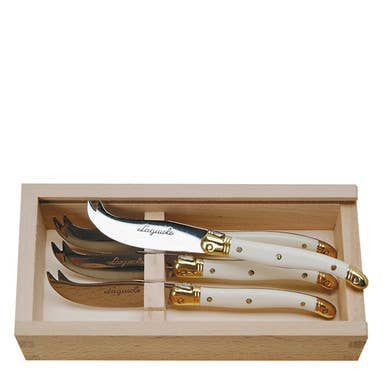 Jean Dubost 4 Cheese Knives Ivory colored handles for wholesale by The French Farm