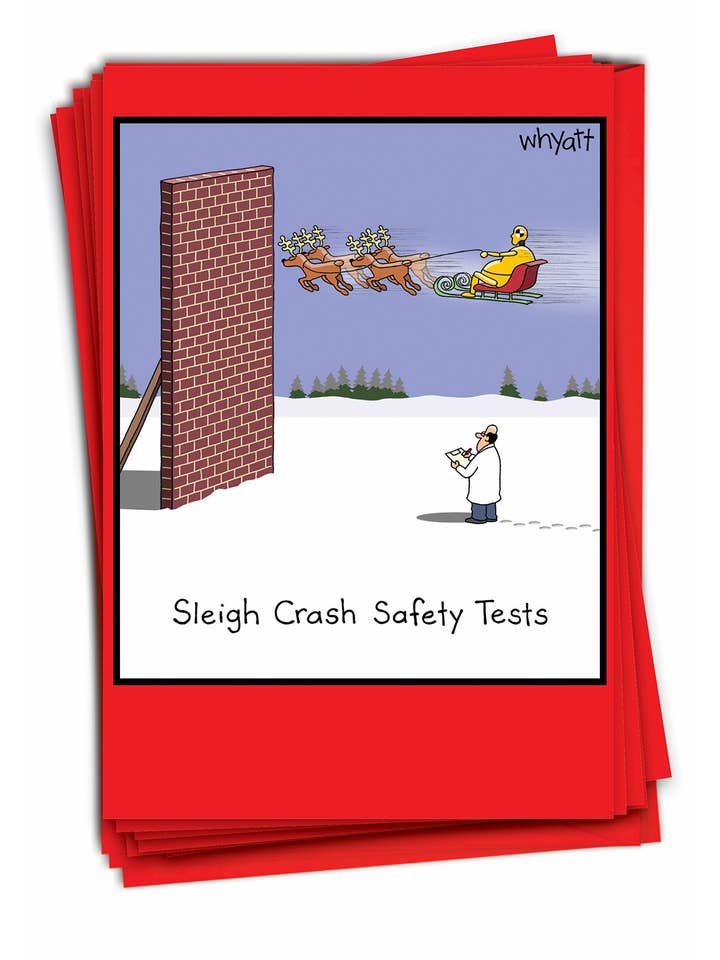 Æske med 12 julekort - Slædesikkerhedstest for engroshandel hos NobleWorks