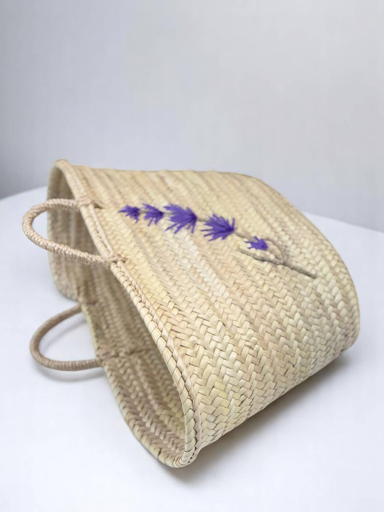 Gran Wholesale - Wholesale Beach Bag - Moroccan Straw Tote with Lavender Embroidery6