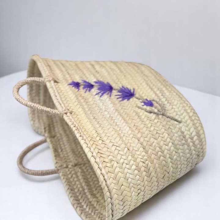 Gran Wholesale – Großhandel Strandtaschen – Marokkanische Strohtasche mit Lavendel-Stickerei6