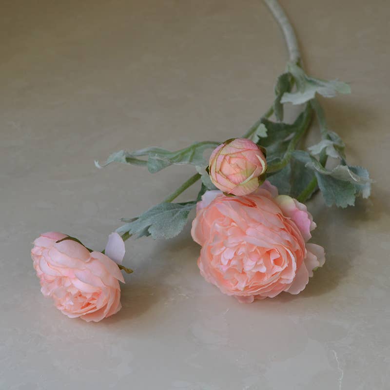 Sweet Home Deco – Großhandel Künstliche Blumen – 19'' Seidenranunkel Einzelflor mit 3 Blütenzweigen, Frühlingsranunkel7