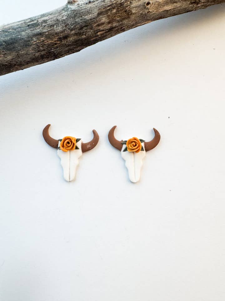 Longhorn Studs for wholesale by Mountain Made Clay - Handmade Polymer Clay Earrings