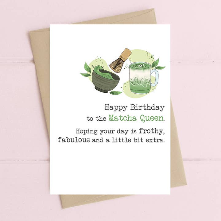Cartão de Aniversário da Rainha do Matcha por atacado de Dandelion Stationery