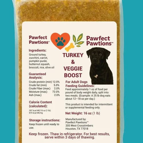 Turkey & Veggie Boost 16oz for wholesale by Pawfect Pawtions