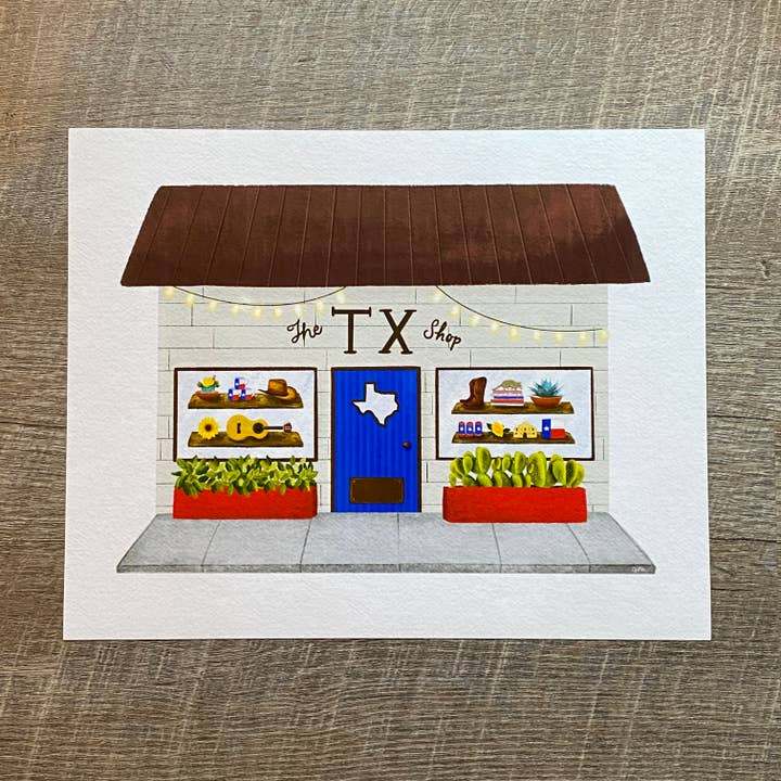 8x10 Texas Shop Art Print, Tiny Shops Art Print, Texas Art for wholesale by blonde birdie