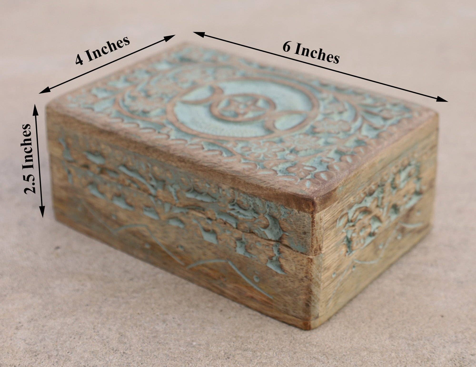 Lungta Imports – wholesale Jewellery box/organiser – Hand Carved Triple Moon Wooden Storage, Jewelry, Keepsake Box14