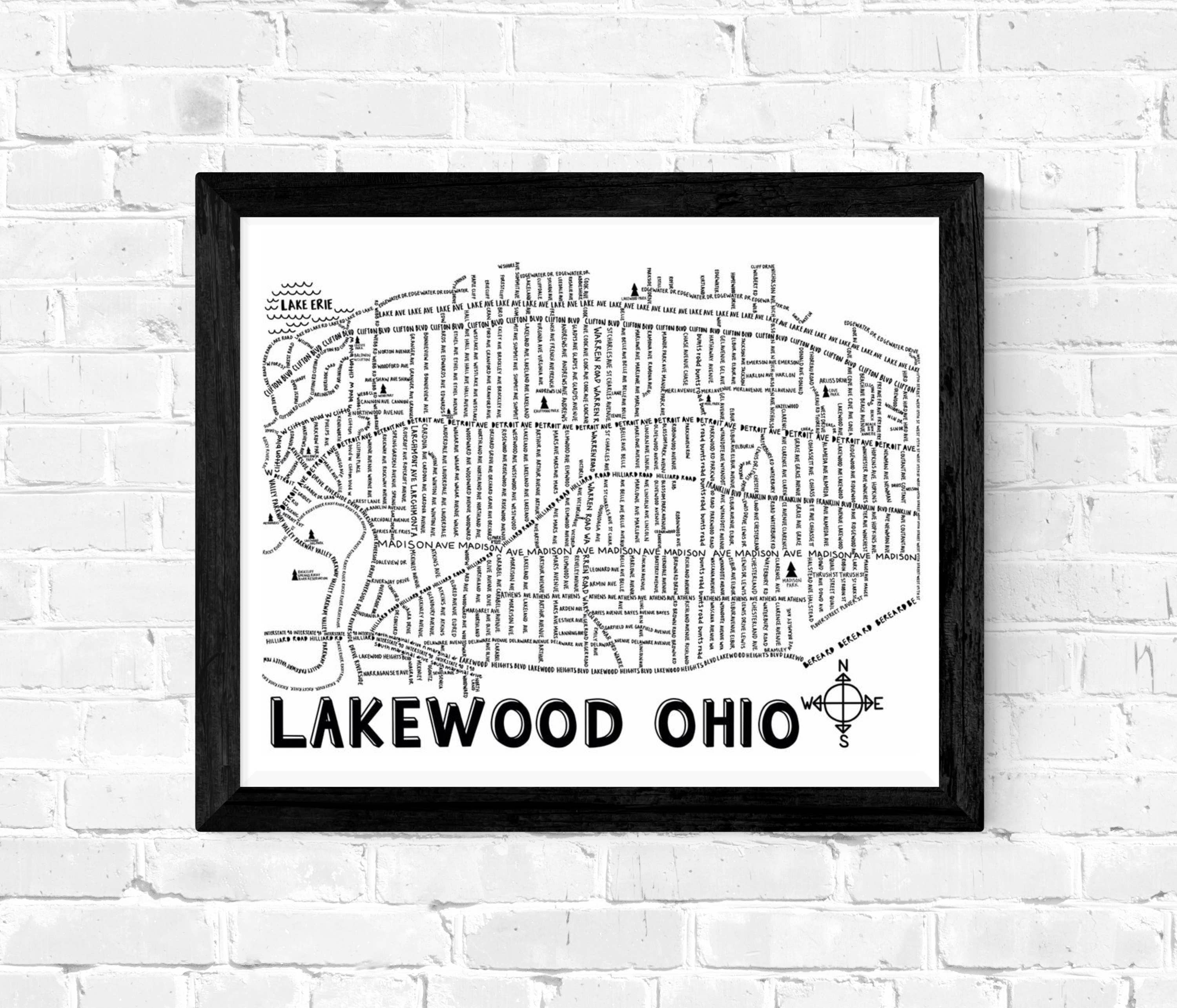 Whereabouts Shop - Wholesale Art Print - Lakewood Map Print2
