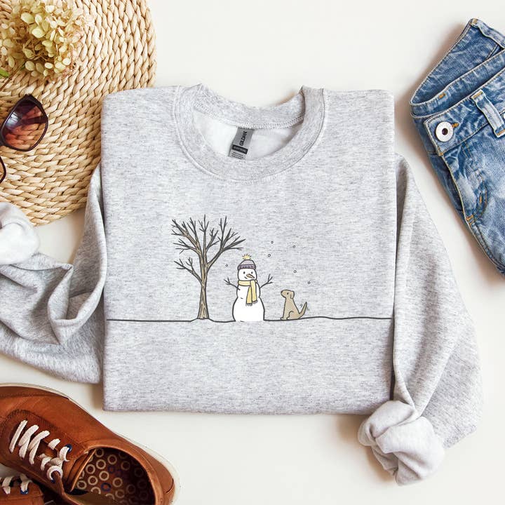 Refinery Number One LLC - Wholesale Graphic Sweatshirt - Women's - Snowman, Dog, Christmas, Winter, Santa, Xmas Snow Sweatshirt