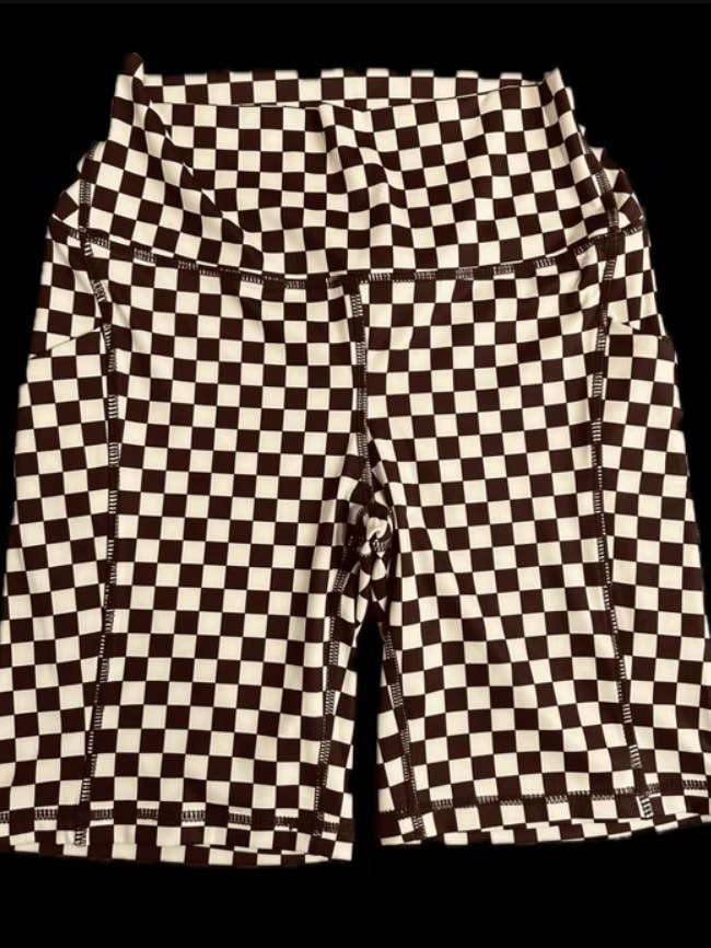 Rodeo Hippie - Wholesale Shorts - Women's - BROWN CHECKERED BIKER SHORTS0