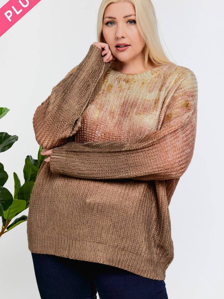 PLUS MULTI COLOR ROUND NECK LONG SLEEVE SWEATER for wholesale by Davi & Dani