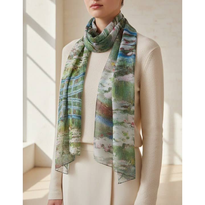 JC Sunny Fashion - Wholesale Sjaal - Dames - JC0711148 Claude Monet-Brug over een vijver met waterlelies Sjaal