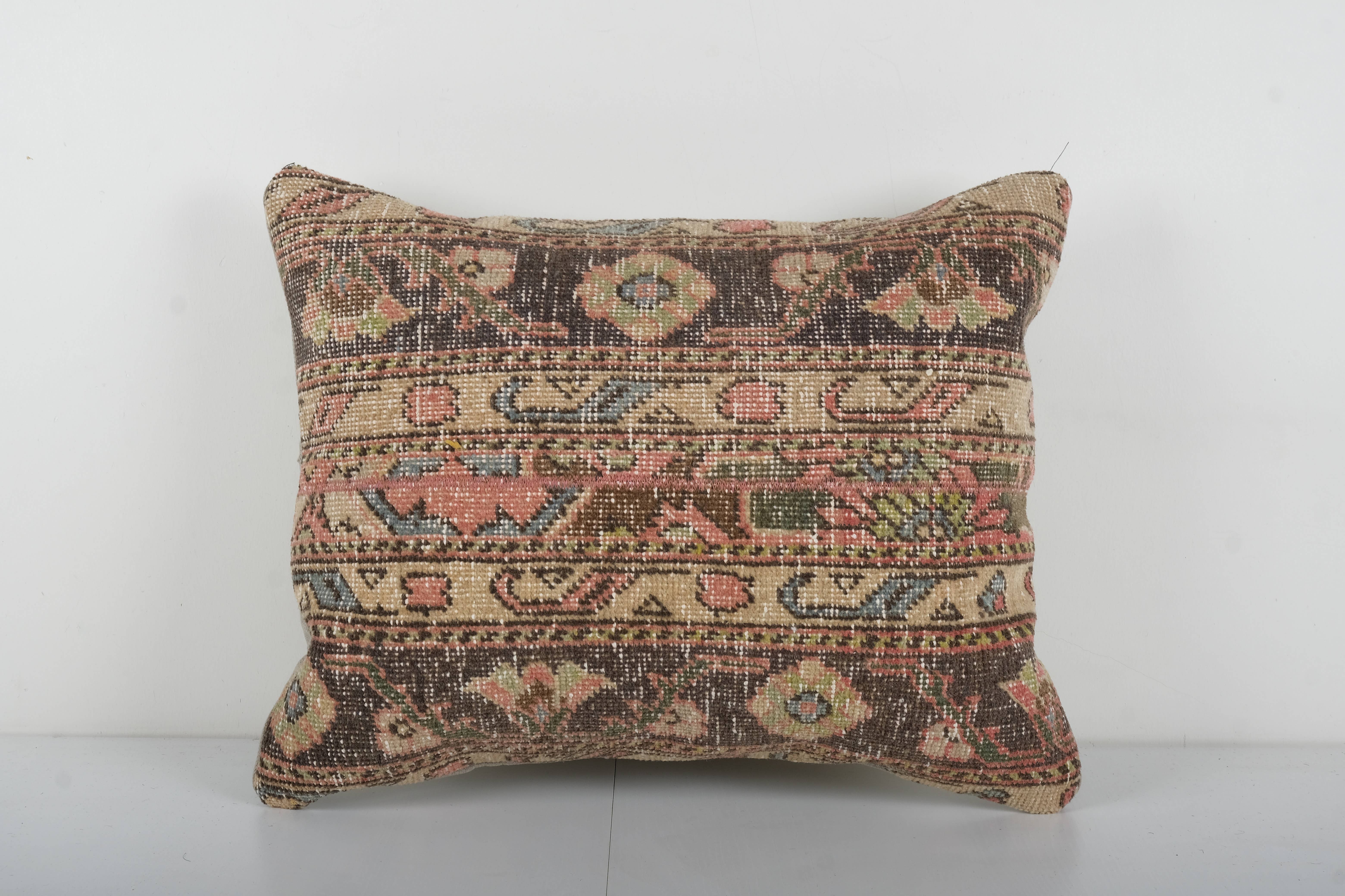 Vintage Pillows Store – Großhandel Zierkissenbezug – Kissenbezug aus türkischem Oushak-Teppich im Vintage-Stil, handgefertigt, braun0