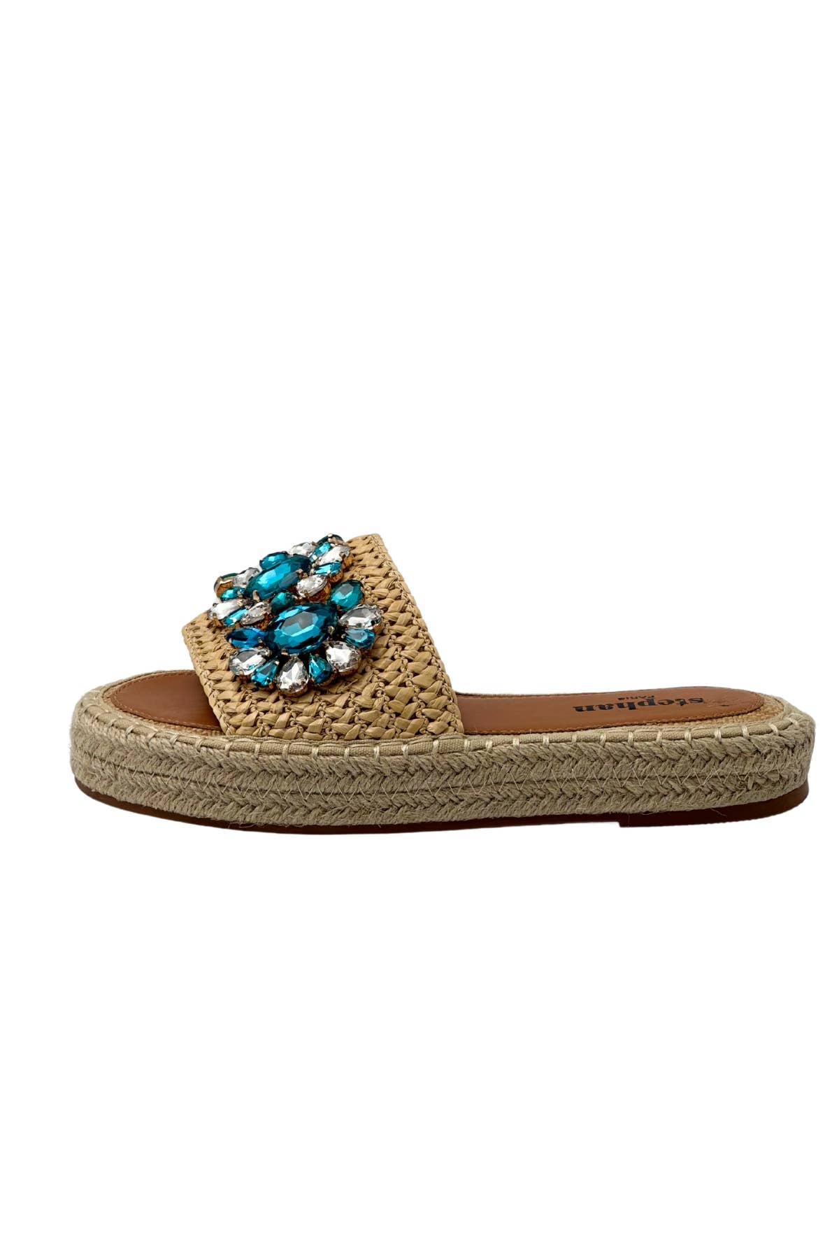 Negro Sandalia espadrille con piedras coloridas y tira trenzada de venta al por mayor en Faire4