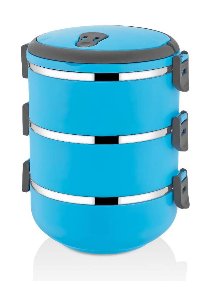 Freshbox 3-Layer Stainless Steel Bento Lunch Box (Blue) for wholesale by Rozi
