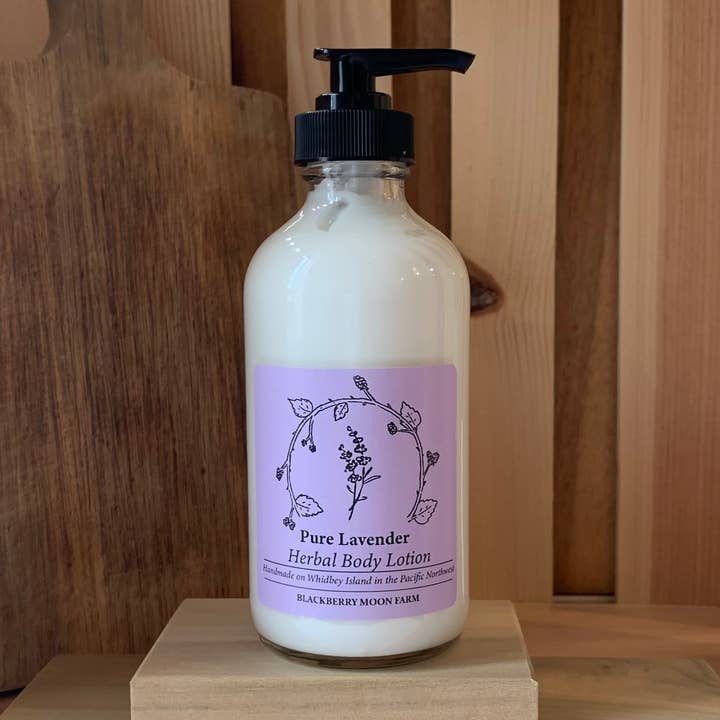 Pure Lavender Herbal Body Lotion for wholesale by Blackberry Moon Farm Body Care