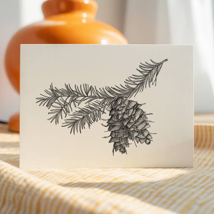 Douglass Fir Cones Notecard for wholesale by Vanee.ink
