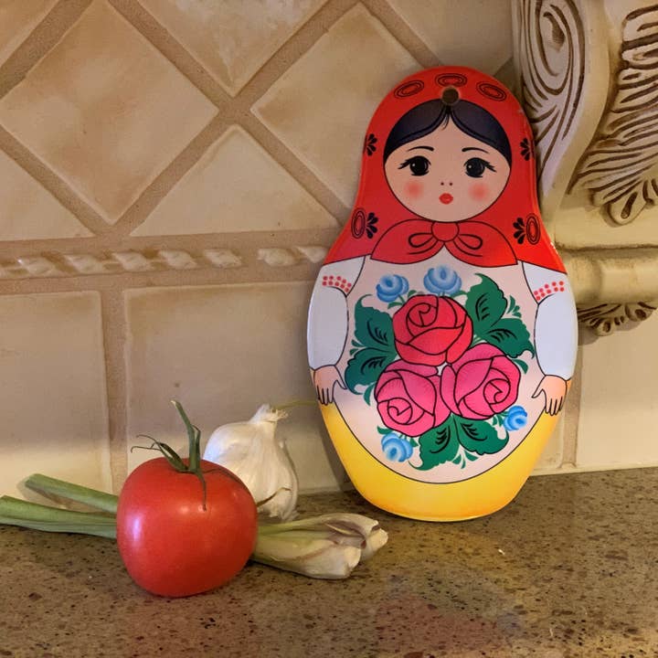European Heritage Gifts - Wholesale Trivet - Nesting Doll with Red Scarf Decorative Kitchen Trivet1