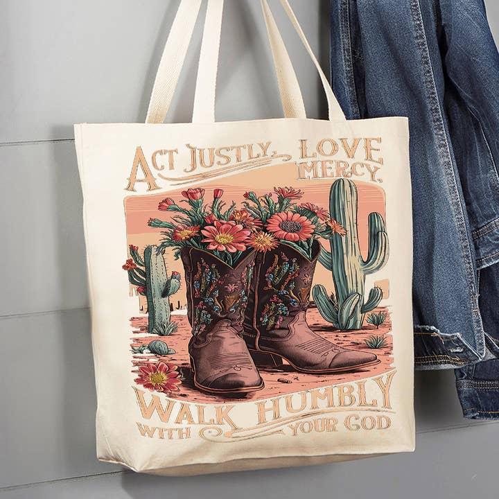 Bolso de lona Walk Humble with God Western Spiritual para venta al por mayor de Avery Lane Gifts