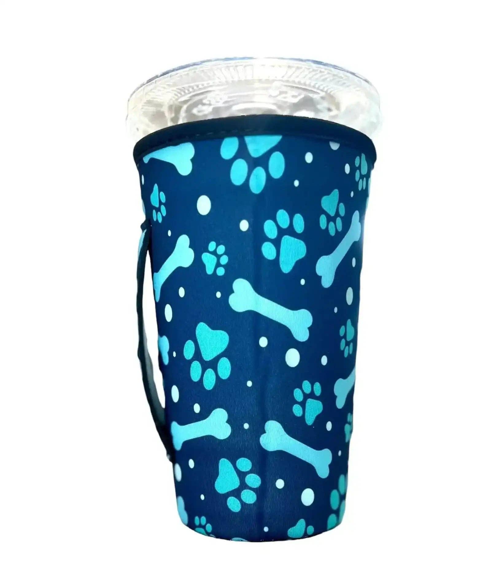 Sip Sleeves ~ Insulated Cup Sleeves and Drink Accessories - Wholesale Drink Huggers & Koozies - 20 OZ Blue Paw Print Insulated Cup Cover Sip Sleeve Fits 20-32 OZ Cups1
