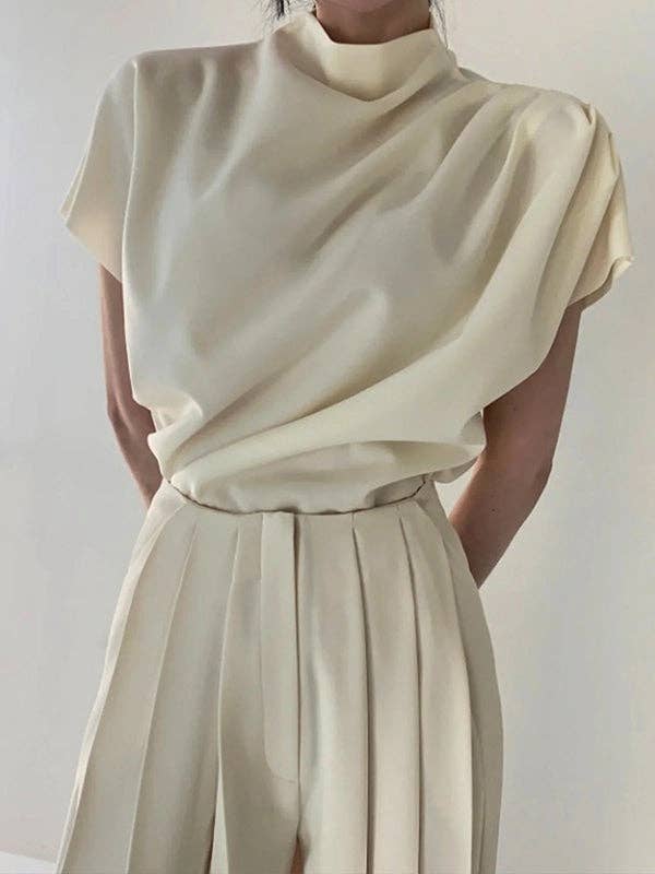 Plush Looks - Wholesale Blouse - Women's - Urban Solid Color Short Sleeve T-Shirt Top0