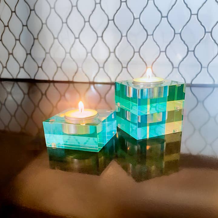 Canetti Design Group Inc. – Suporte de vela por atacado – Suporte para Velas de Chá com Íman às Riscas - Conjunto de 3 - 5 Cores5