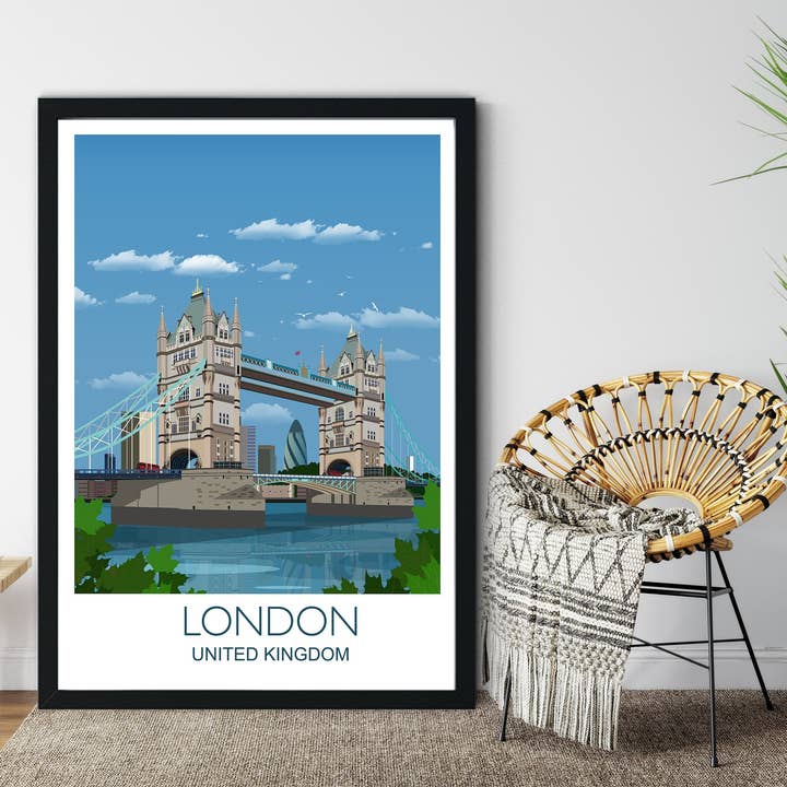 Tower Bridge London Poster , Travel Print of London, City of London, UK, London Cityscape for wholesale by NQ Media Designs