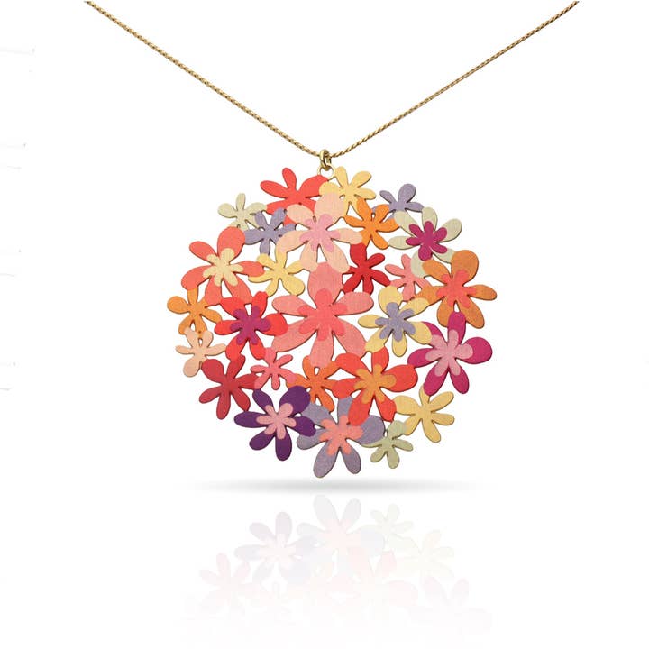 RAS - Wholesale Pendant/Charm Necklace - Bouquet Orange Gold Plated Pendant1