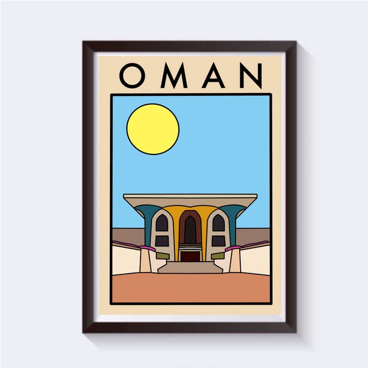 Minimalistisk Oman Travel Print - Fås i 6 størrelser for engroshandel hos 2 Sisters