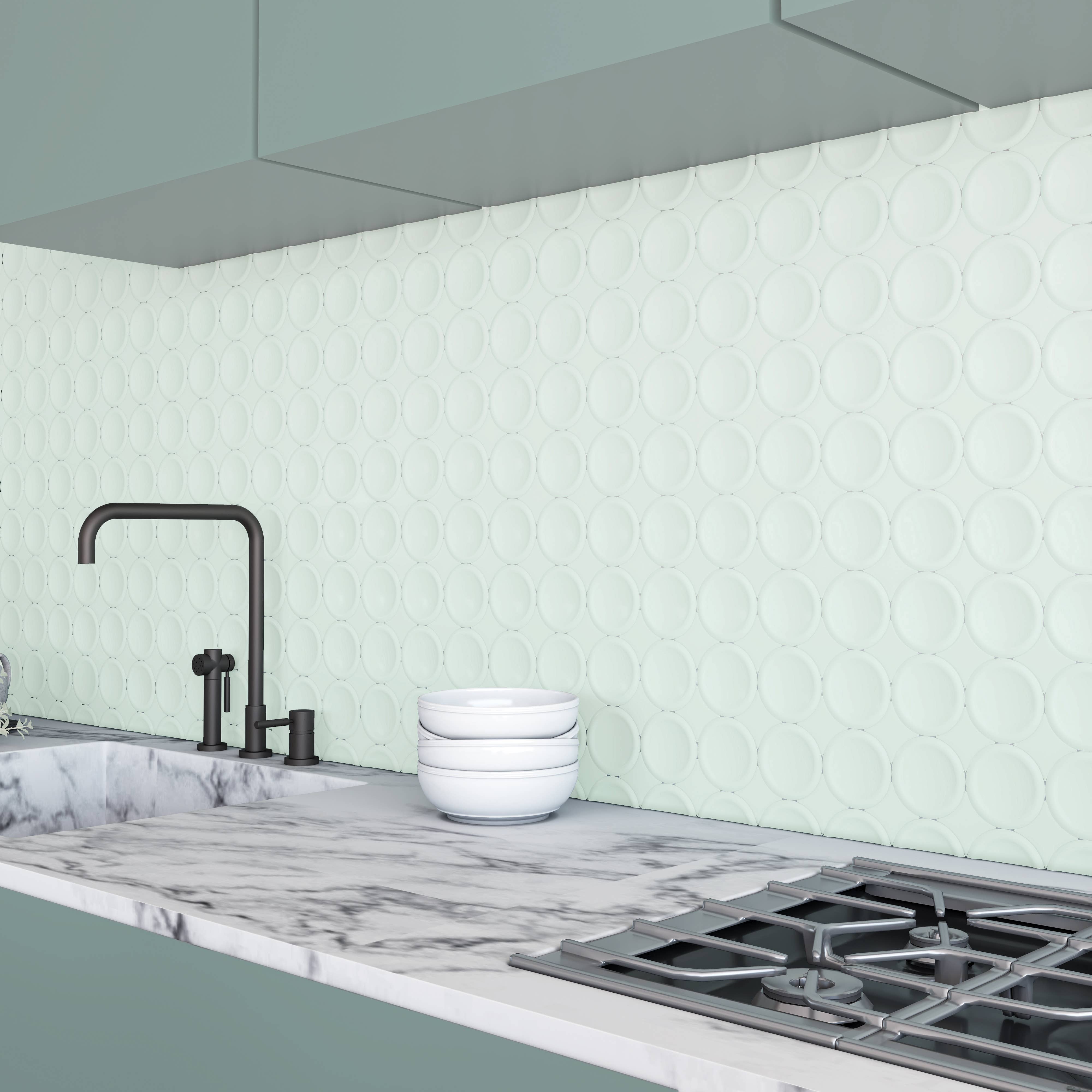 Thomas Avenue Ceramics - Wholesale Wall Tile - 12"x12" Ceramic Circular Mosaic Tile3