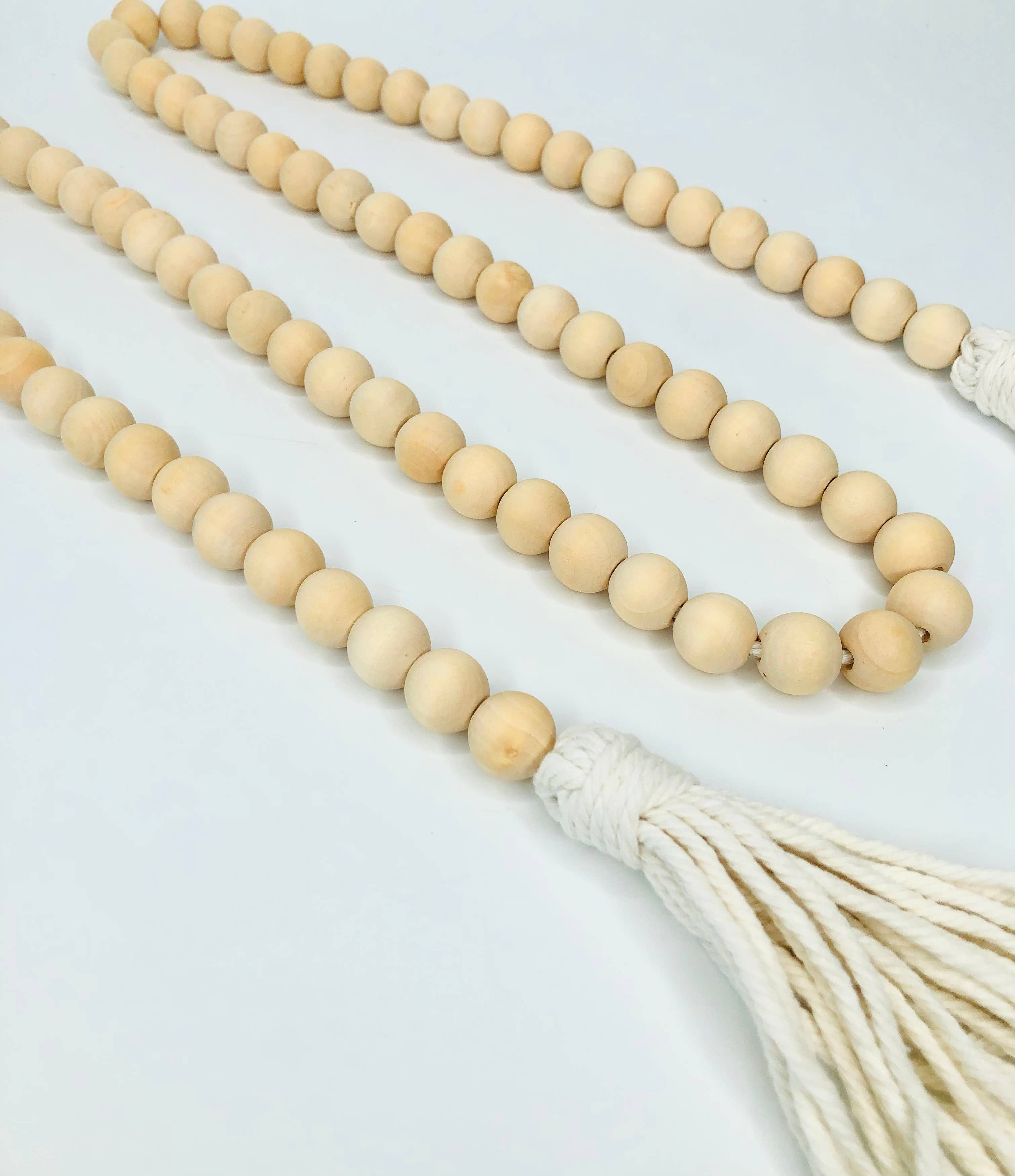 GreenWave - Wholesale Bunting/garland - natural wood bead garland with cotton tassels decor small1