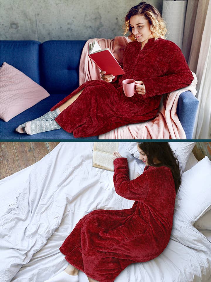 Pavilia - Wholesale Robe - Women's - Women's Sherpa Housecoat Zipper Robe65