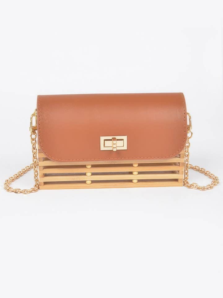 Schoudertas van bamboe met klep voor wholesale door CC Wholesale Clothing