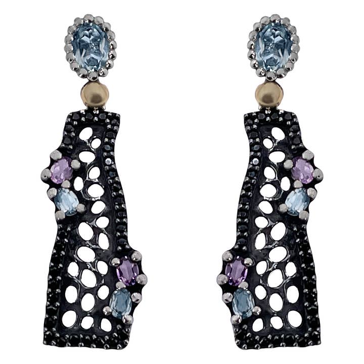 ALLEGRIA EARRINGS 2 TOPAZ AND AMETHYST 5 for wholesale by BOHEMME