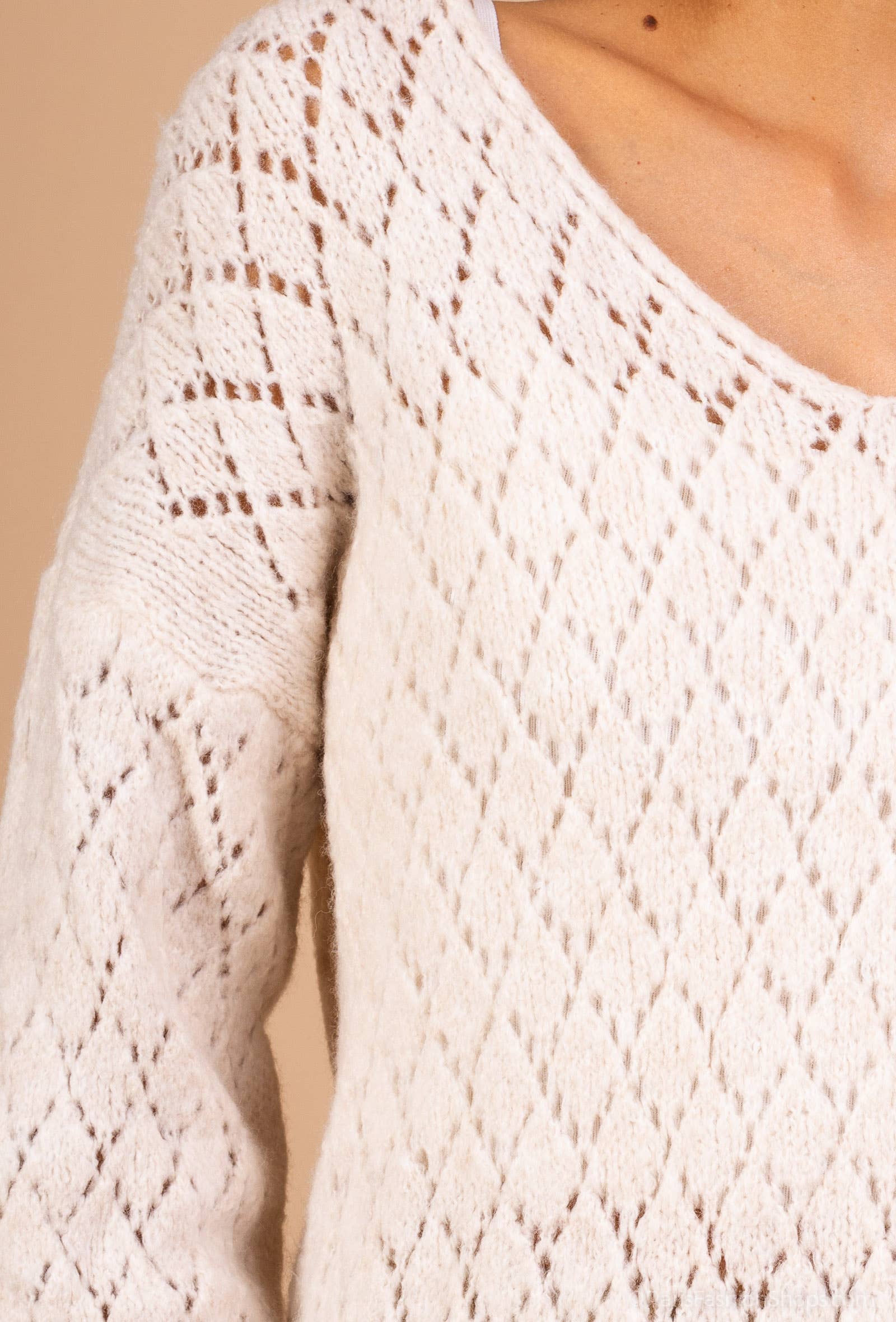 Pépouz' Paris - Vente Pull en maille – femme - Pull en mohair ajourée motif losange PP25054