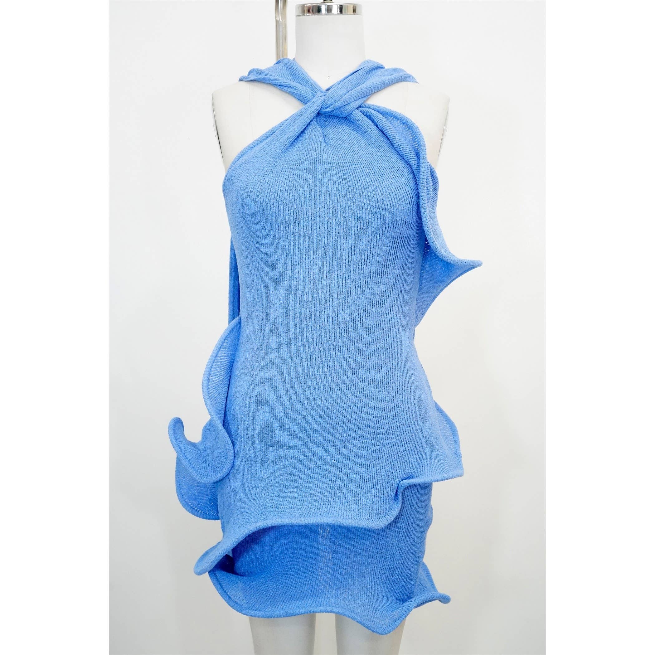 Luxxel - Wholesale Dress - Women's - KNIT RUFFLE HALTER MINI DRESS8