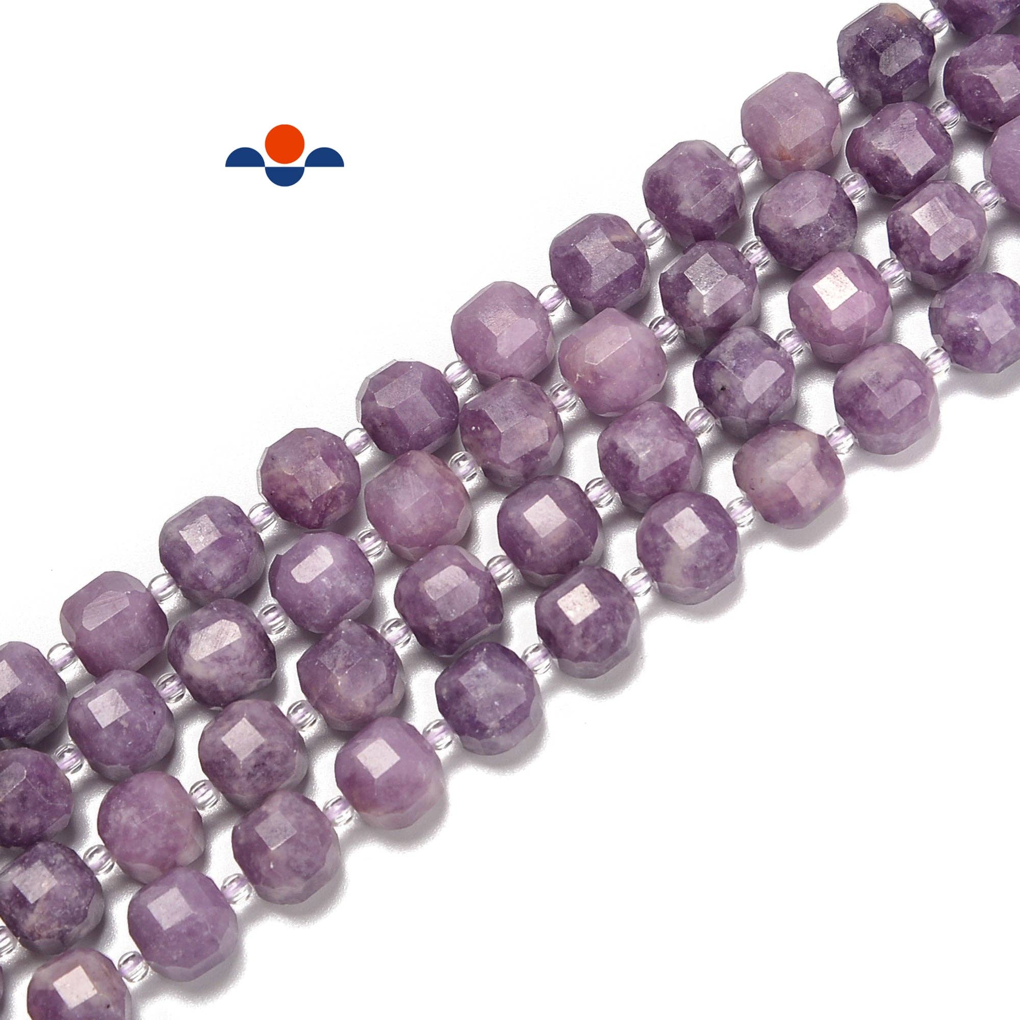 CRCBEADS - Wholesale Beads - Natural Lepidolite Faceted Cube Beads Size 8-9mm 15.5'' Strand0