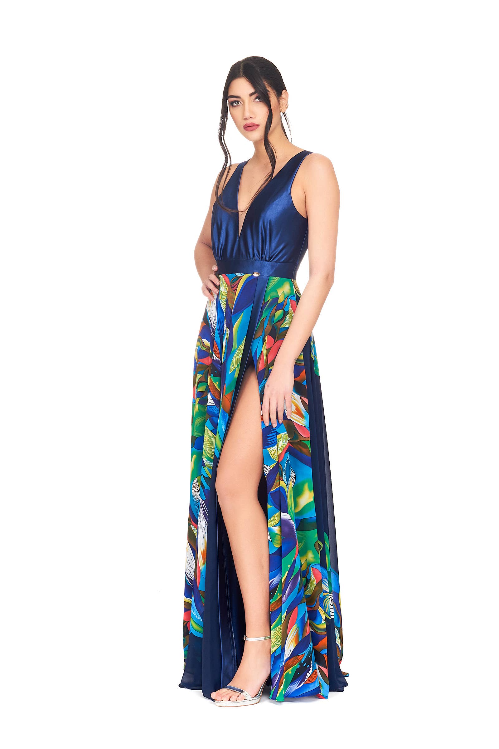 Kuea Italian Style - Vente Robe de soirée – femme - Robe à motifs et fente sur le devant6