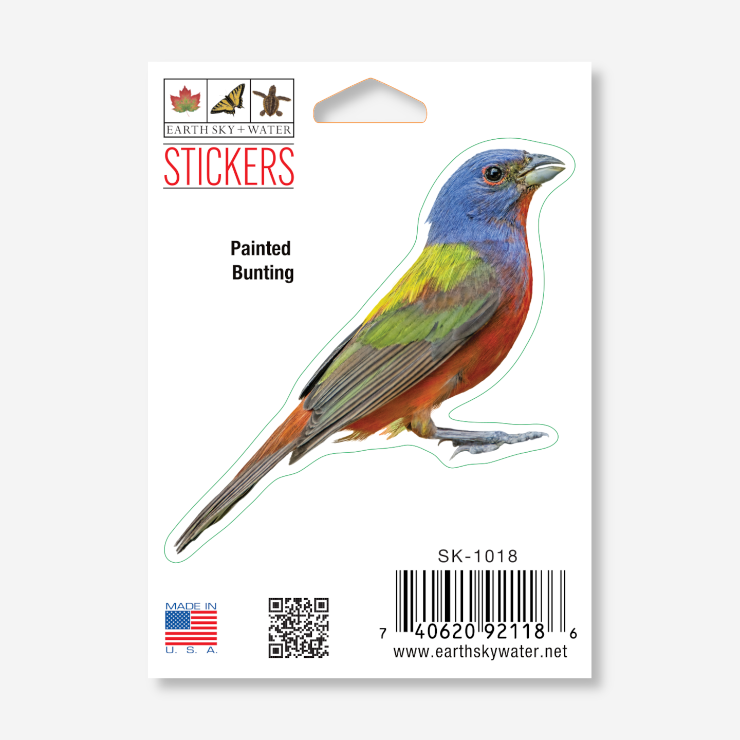 Earth Sky + Water - Wholesale Sticker - Painted Bunting Nature Sticker, 2.5" x 3.5"0