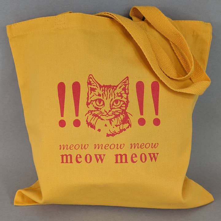 Rx Letterpress – Großhandel Tragetasche – Unisex – Meow Meow Meow | Geschenk für Katzenliebhaber | Absurd Kitty Tragetasche aus Leinen