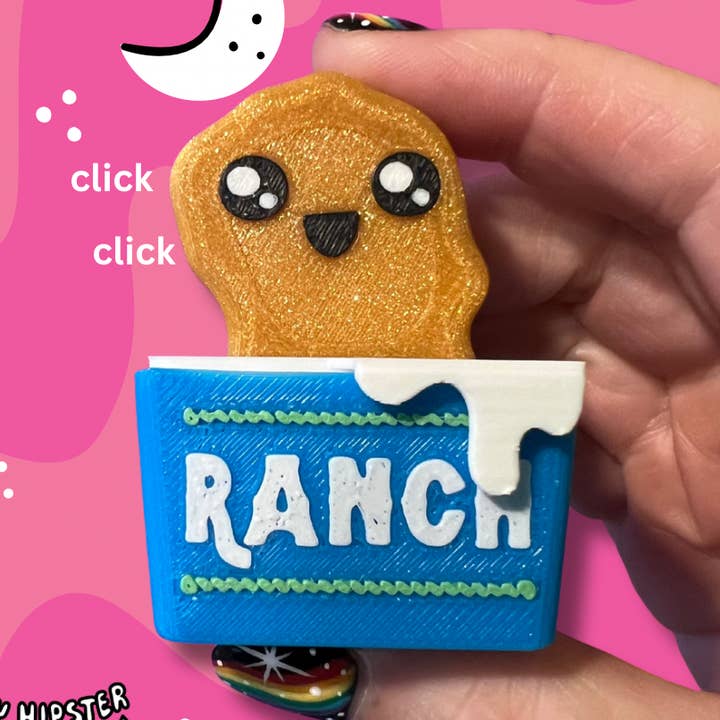 Chicken Nugget Dipped in Ranch Fidget Toy Clicker for wholesale by The Foxy Hipster