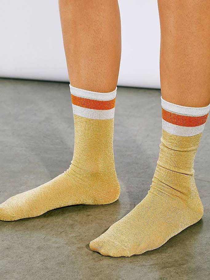 Varsity Lurex 3/4 sok - Goud voor wholesale door High Heel Jungle