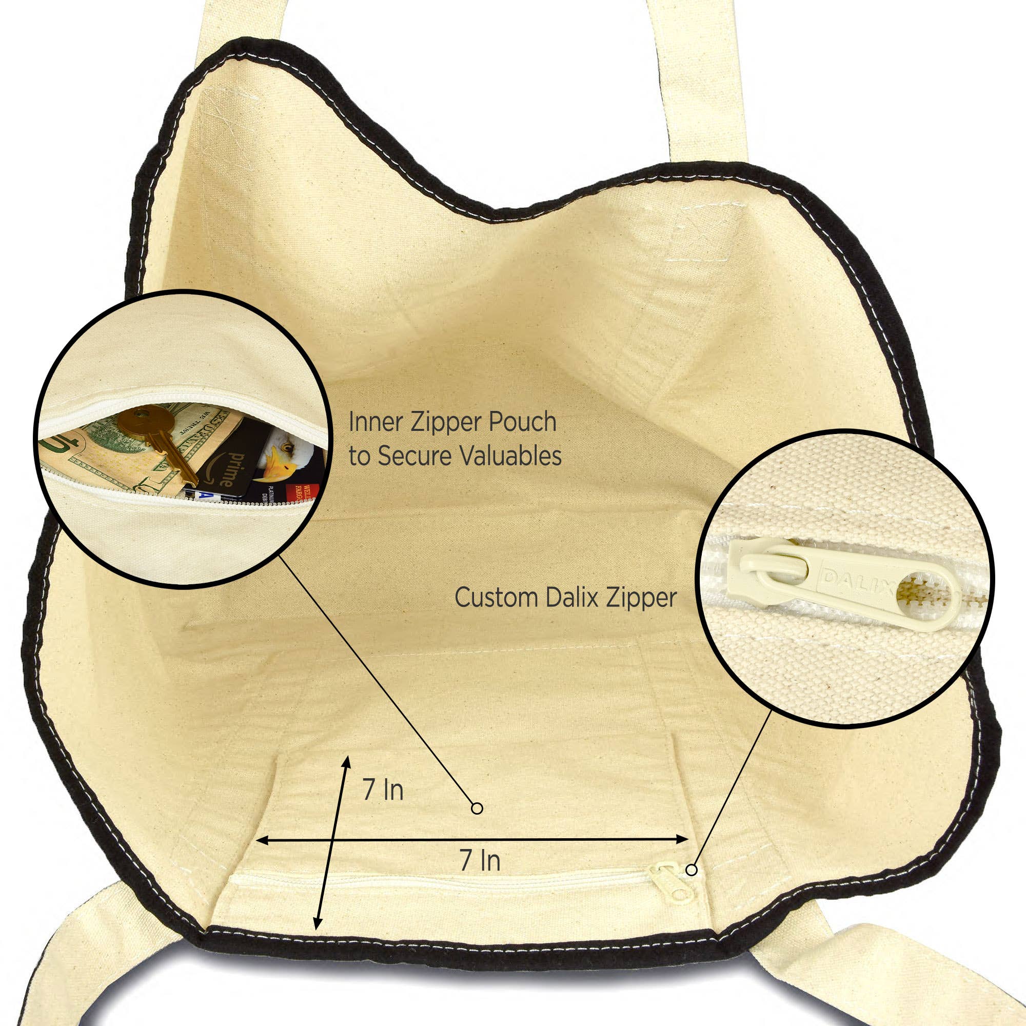 Dalix - Wholesale Tote Bag - Women's - DALIX 22" Open Top Heavy Duty Deluxe Tote Bag Outer Pocket3