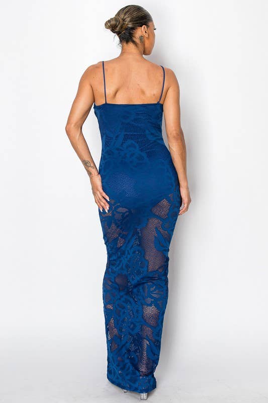 Kimcine - Wholesale Dress - Women's - KD9738-spaghetti strap lace maxi dress(REVISE)3