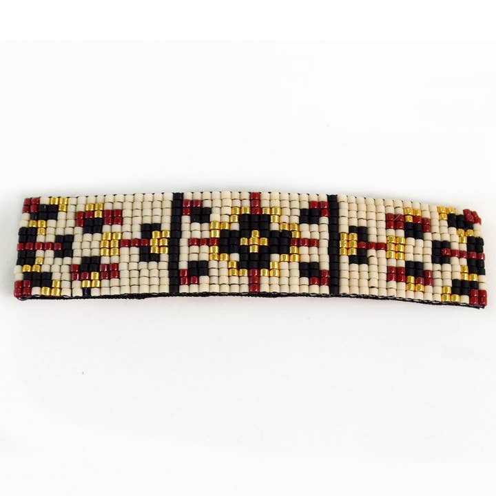 Haarspange Boho Southwest mit roten und goldenen Perlen für den Großhandel von Megan Petersen Jewelry