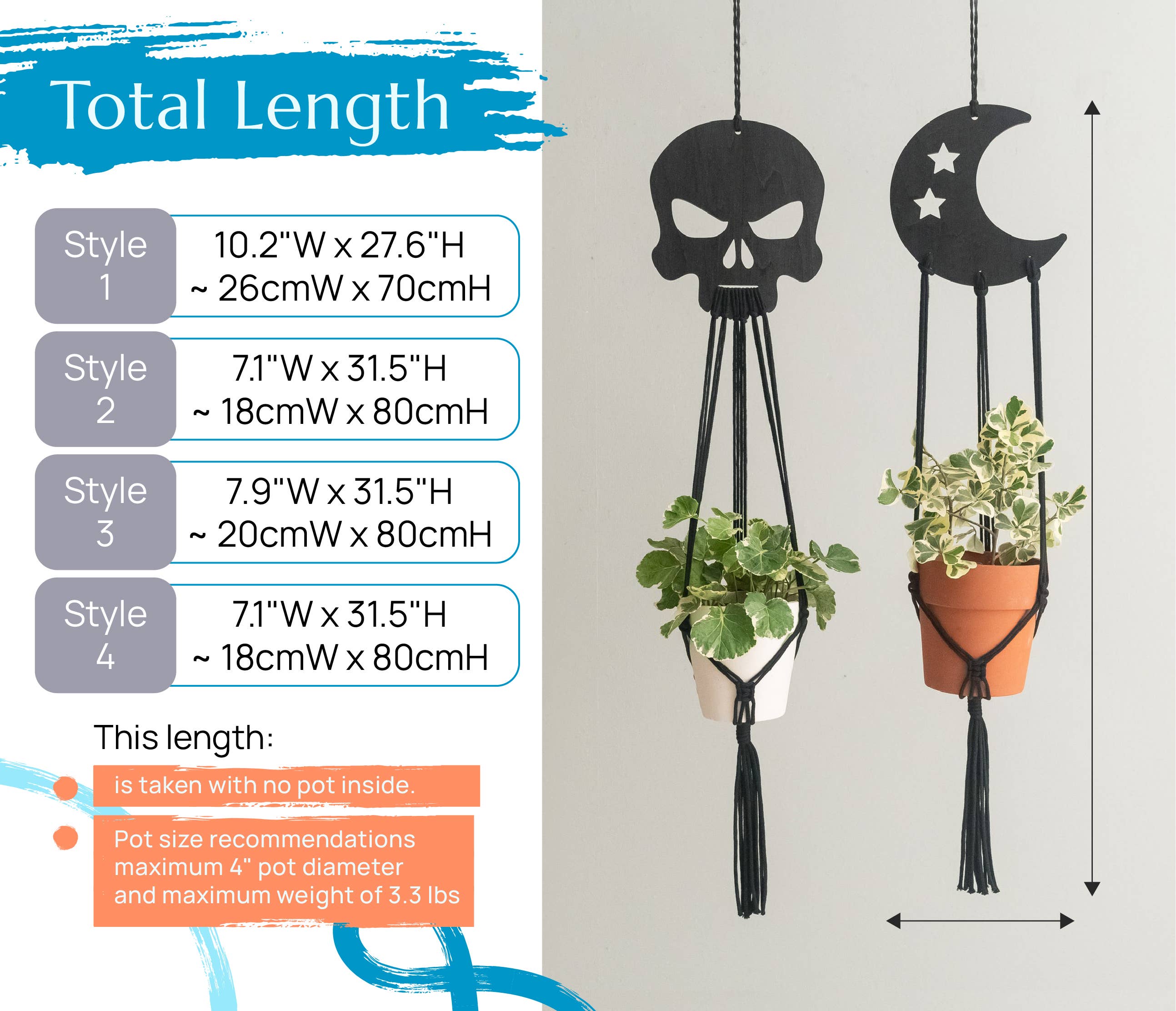 BeanDaikon – Engroshandel Hængende plantekasse – Gotisk Macramé Planteophæng Halloween Dekoration I982