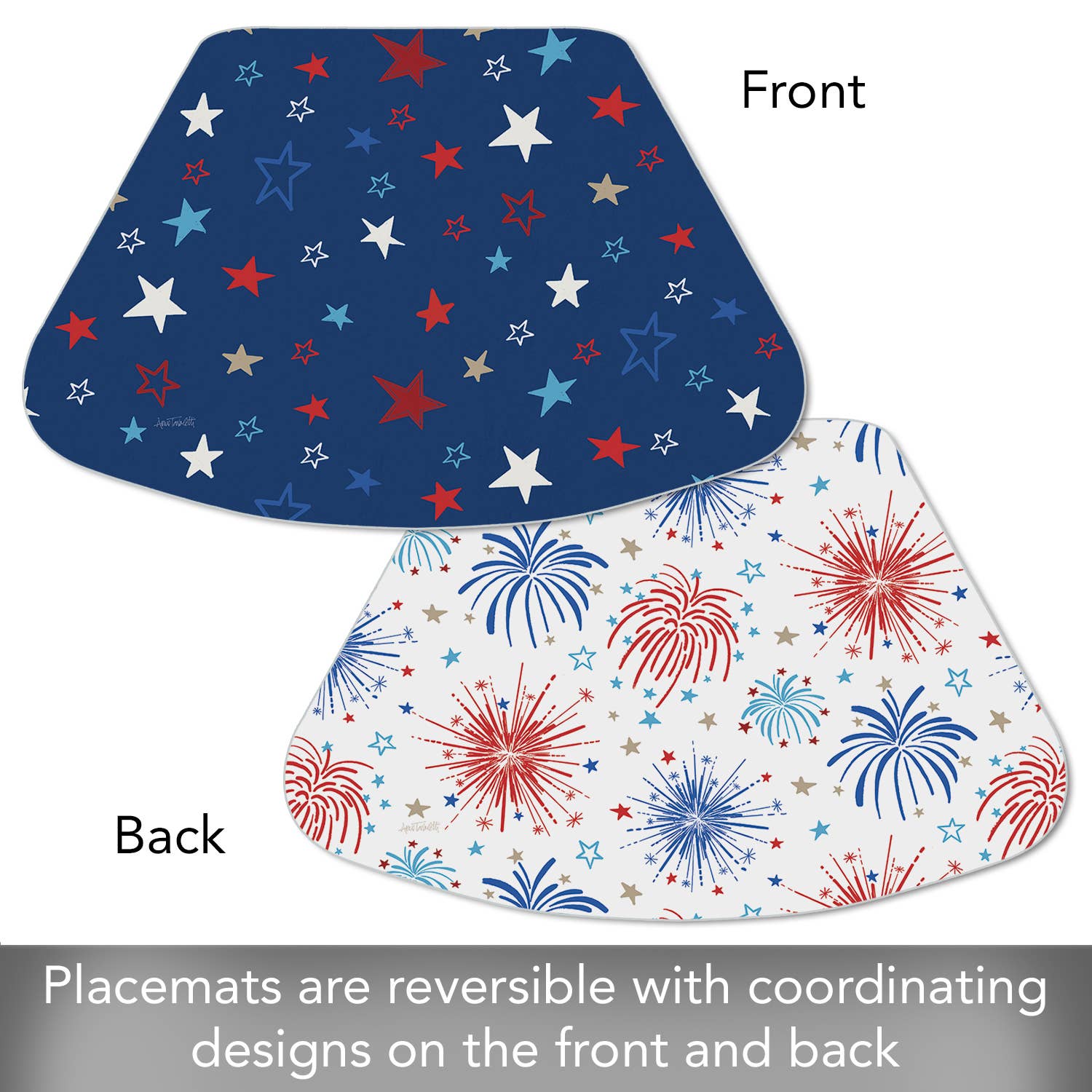 CounterArt/Highland Home/Thirstystone – wholesale Placemat – "Star Spangled"  Wedge Reversible Flexible Placemat3
