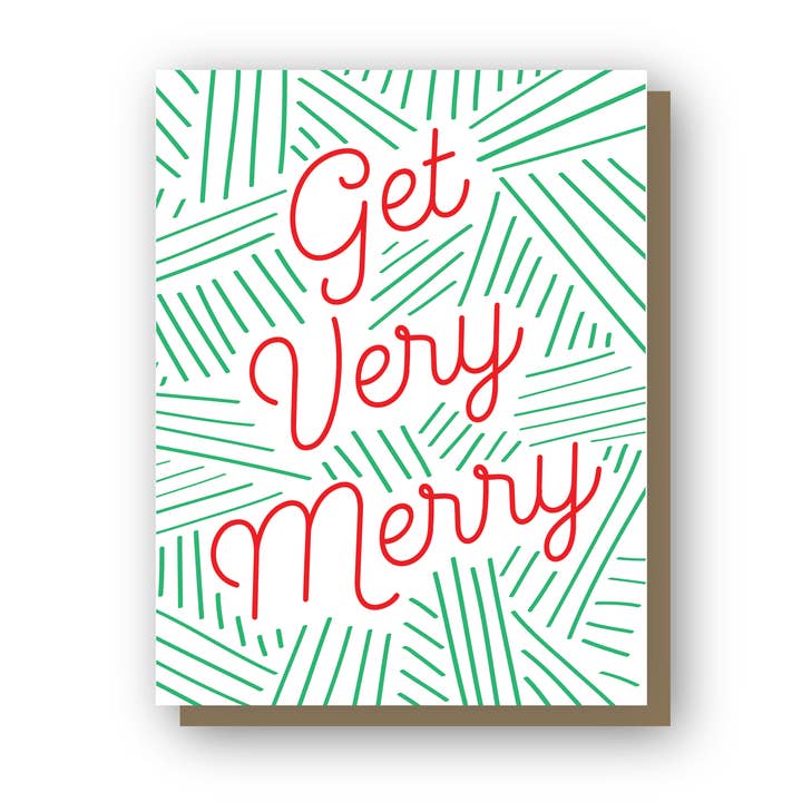 Ontvang een Very Merry, kerstboekdrukkaart voor wholesale door Wishbone Letterpress