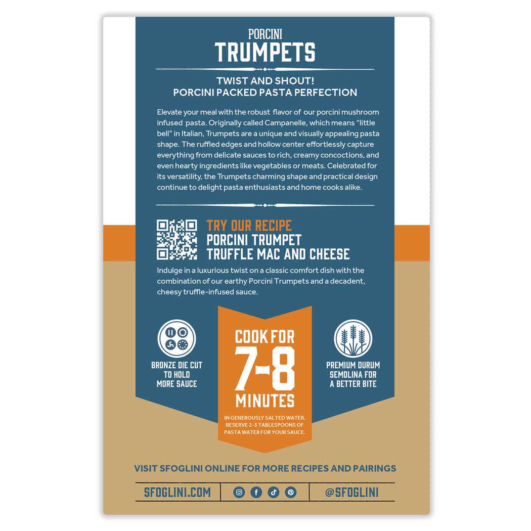 Sfoglini - Vente Pâtes - Trompettes aux Cèpes, Pâtes Spéciales1