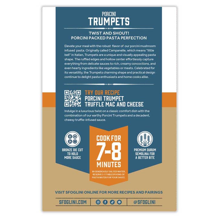 Sfoglini - Wholesale Pasta - Porcini Trumpets, Specialty Pasta1